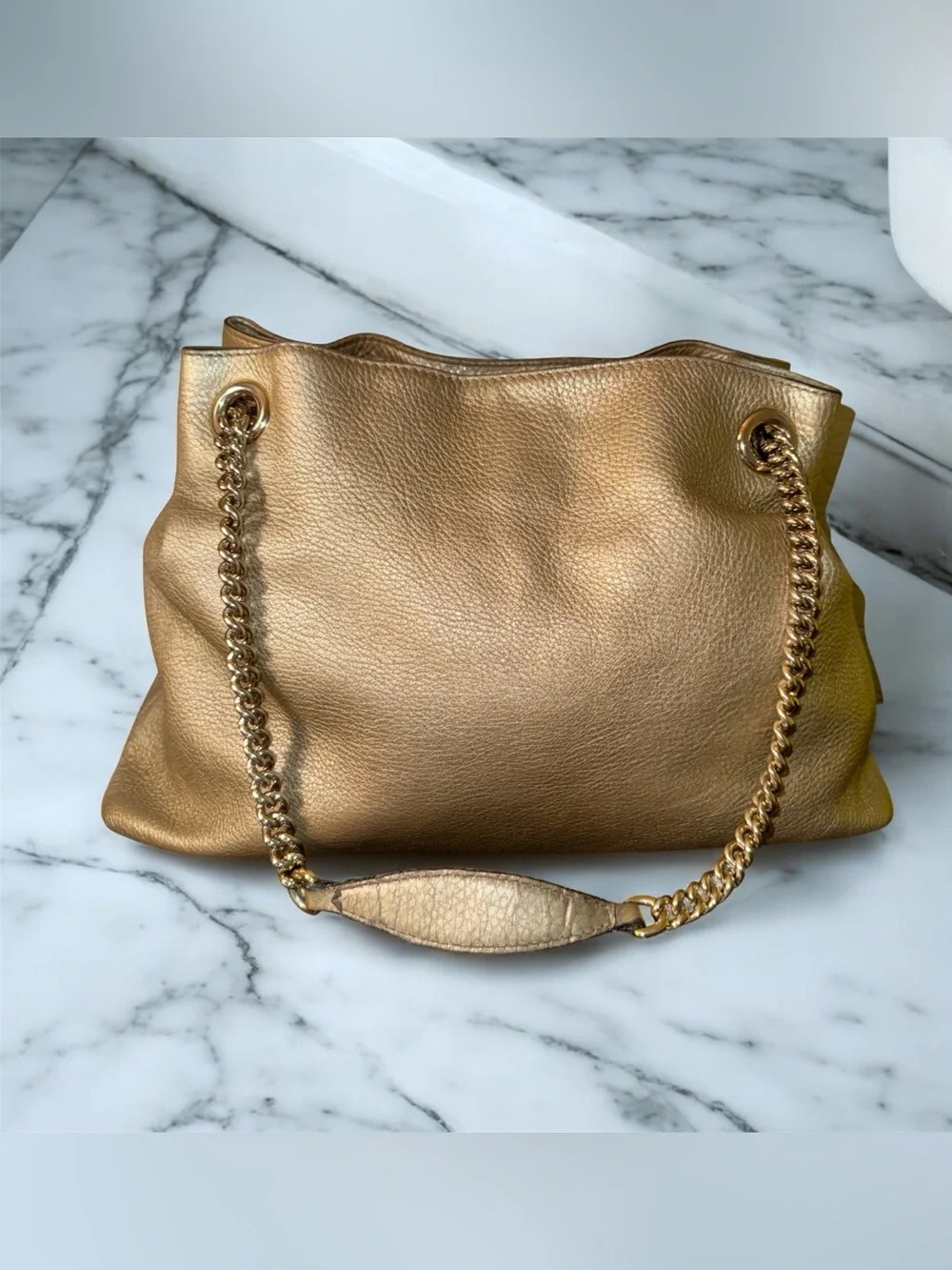 RARE METALLIC GOLD GUCCI SOHO CHAIN SHOULDER BAG